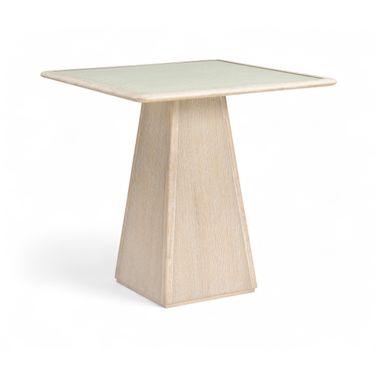 Atrium Glass and Cane Top with Solid Wood Base Counter Height Table In Natural