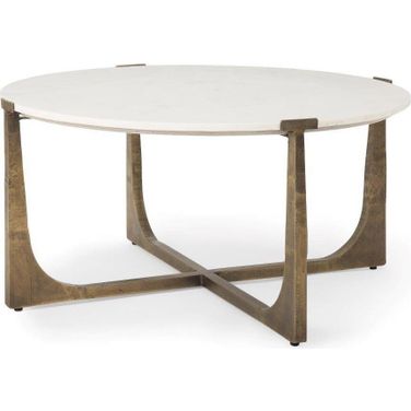 Atticus Marble And Antiqued Gold Metal Coffee Table