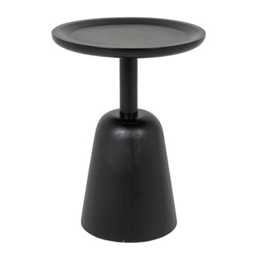 Atticus Round Mango Wood Pedestal Side Table In Black