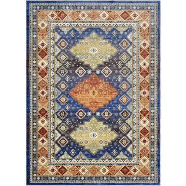 Atzi Distressed Southwestern Diamond Floral 8X10 Area Rug In Blue