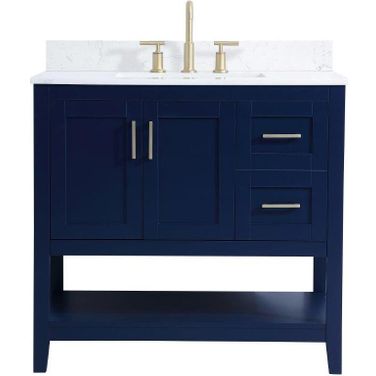 Aubrey 36 Inch Single Bathroom Vanity In Blue With Backsplash