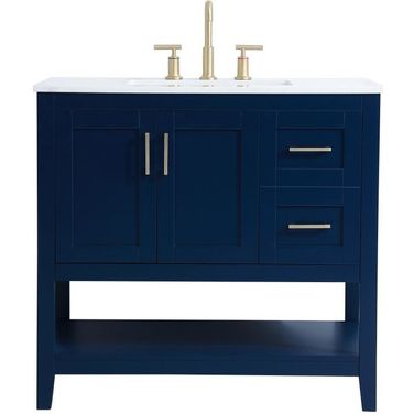 Aubrey 36 Inch Single Bathroom Vanity In Blue