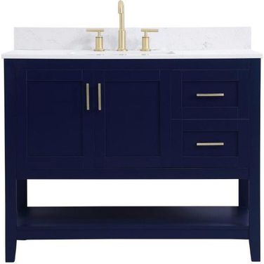 Aubrey 42 Inch Single Bathroom Vanity In Blue With Backsplash