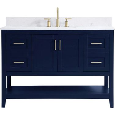 Aubrey 48 Inch Single Bathroom Vanity In Blue With Backsplash