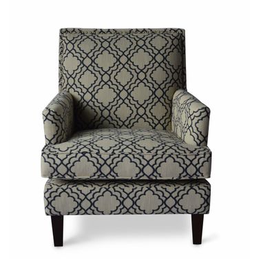 Aubrey Geometric Upholstered Accent Chair with Nailhead Trim In Midnight