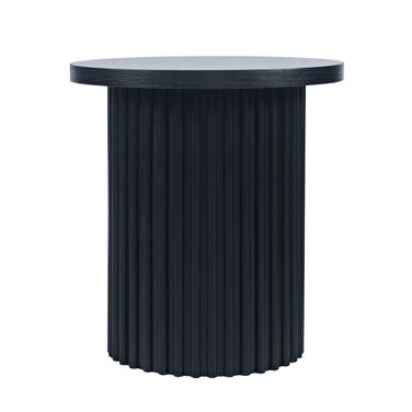 Auden 24 Inch Round Fluted Pedestal Base End Table In Black