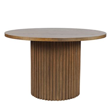 Auden 48 Inch Round Counter Height Fluted Pedestal Dining Table In Chestnut