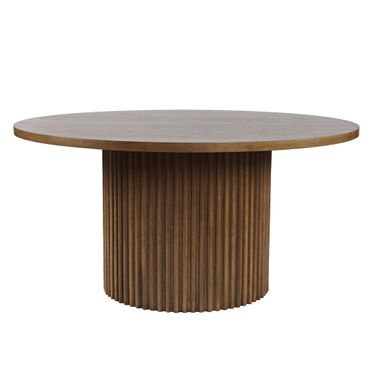 Auden 60 Inch Round Fluted Pedestal Base Dining Table In Chestnut