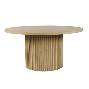Auden 60 Inch Round Fluted Pedestal Base Dining Table In Natural