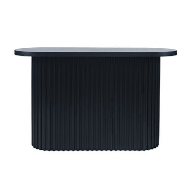 Auden Oval Fluted Pedestal Base Sofa Console Table In Black