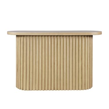 Auden Oval Fluted Pedestal Base Sofa Console Table In Natural