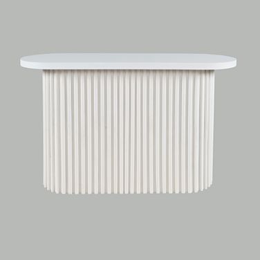 Auden Oval Fluted Pedestal Base Sofa Console Table In White