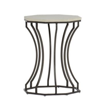 Audrey End Table In Slate Gray and Travertine