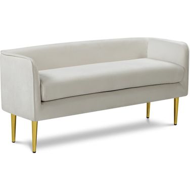 Audrey Velvet Bench In Cream
