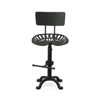 August Tractor Seat Barstool with Back In Black