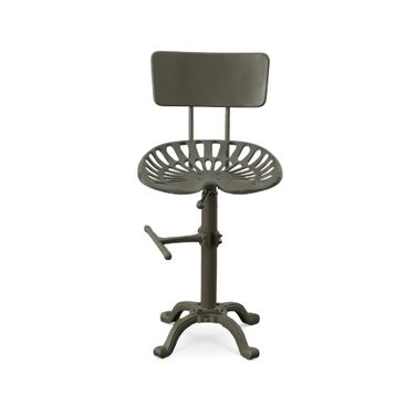August Tractor Seat Barstool with Back In Industrial