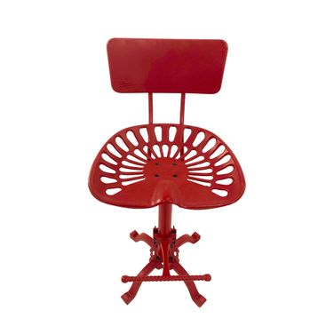 August Tractor Seat Barstool with Back In Red