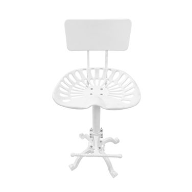 August Tractor Seat Barstool with Back In White