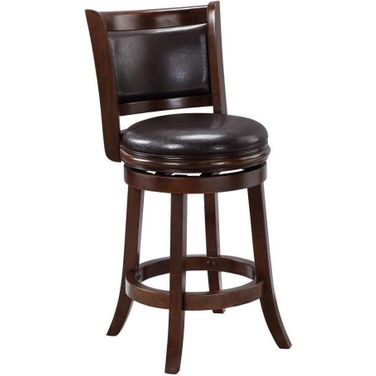 Augusta 24 Inch Swivel Counter Stool In Cappuccino And Dark Brown Faux Leather