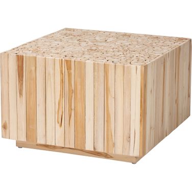 Augusta Wood Coffee Table with Unique Repurposed Wood Logs In Natural Teak