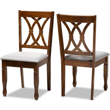 Augustine Modern and Contemporary Grey Fabric Upholstered and Walnut Brown Finished Wood 2-Piece Dining Chair Set