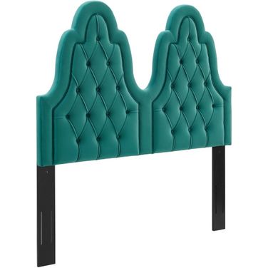 Augustine Tufted Performance Velvet Twin Headboard In Teal