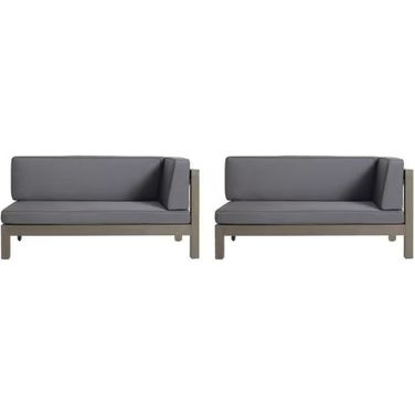 Aura 2-Piece Outdoor Set with X-Back Right Bench and Corner In Dark Grey