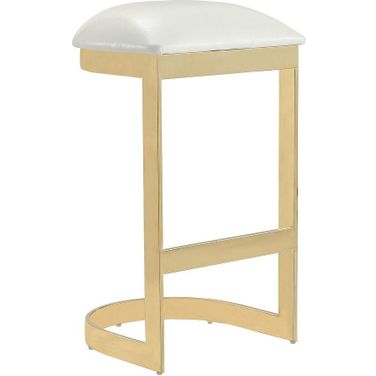 Aura Bar Stool in White and Polished Brass