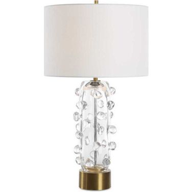 Aura Clear Glass Table Lamp In Brass