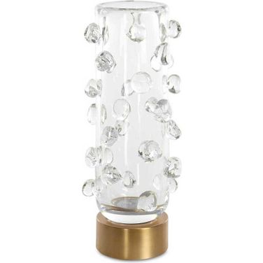 Aura Clear Glass Vase In Brass