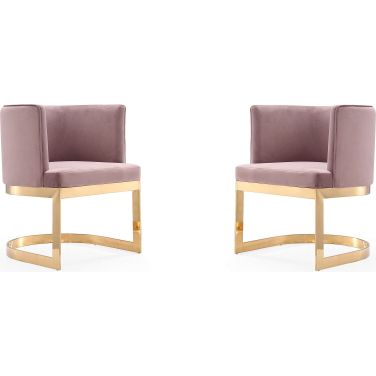 Aura Dining Chair in Blush and Polished Brass (Set of 2)