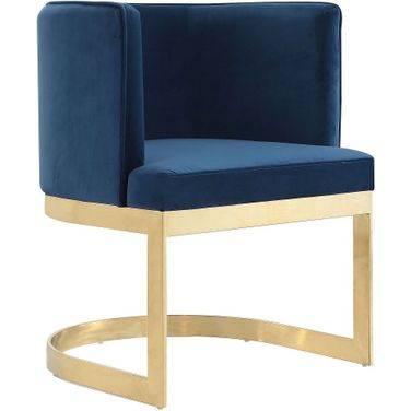 Aura Dining Chair in Royal Blue and Polished Brass