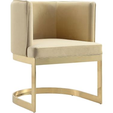 Aura Dining Chair in Sand and Polished Brass