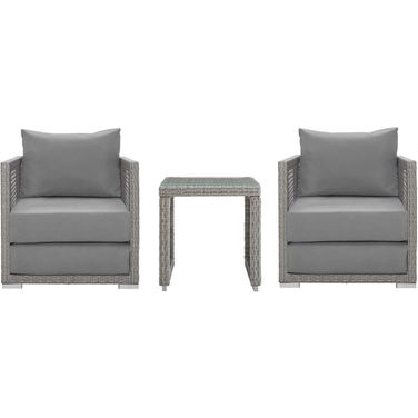 Aura Gray 3 Piece Outdoor Patio Wicker Rattan Set EEI-3595-GRY-GRY-SET