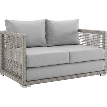 Aura Gray Outdoor Patio Wicker Rattan Loveseat