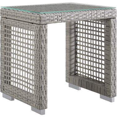 Aura Gray Outdoor Patio Wicker Rattan Side Table