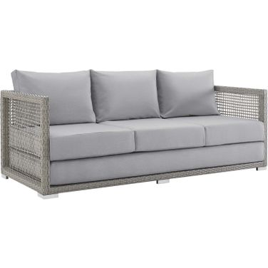 Aura Gray Outdoor Patio Wicker Rattan Sofa