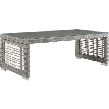 Aura Gray Rattan Outdoor Patio Coffee Table