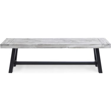 Aura Outdoor Bench with Slat Top and Metal Legs In Grey
