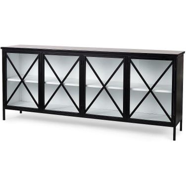 Aurelia Black And White Metal Four Door Glass Cabinet