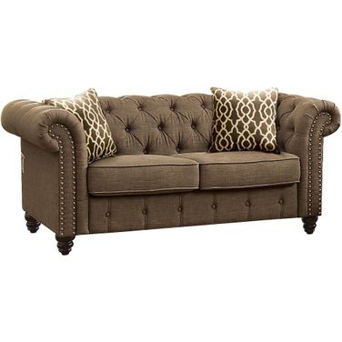 Aurelia Brown Linen Loveseat