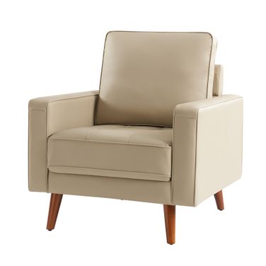 Aurelian Genuine Leather Armchair In Beige