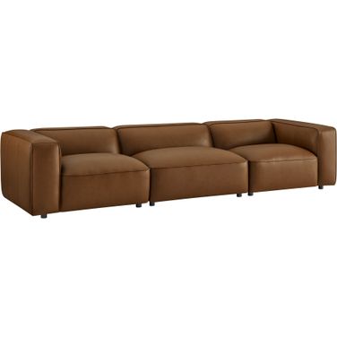 Auren 3-Piece Upholstered Vegan Leather Modular Sofa In Coffee