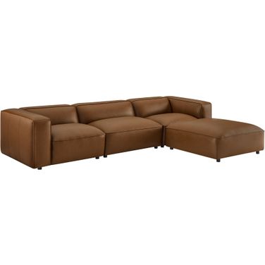 Auren 4-Piece Vegan Leather Modular Sofa Set In Coffee
