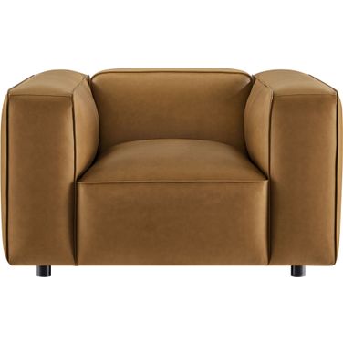 Auren Upholstered Vegan Leather Modular Armchair In Camel