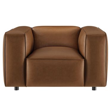 Auren Upholstered Vegan Leather Modular Armchair In Coffee