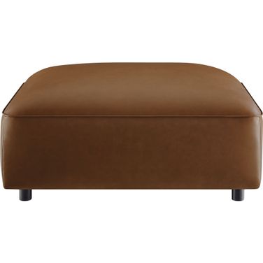 Auren Upholstered Vegan Leather Ottoman In Coffee