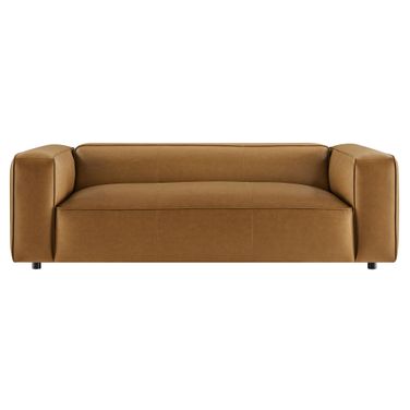 Auren Upholstered Vegan Leather Sofa In Camel