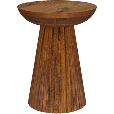 Aureo Round Solid Wood Accent Side Table In Wild Honey