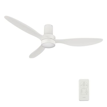 Aurora 52 Inch 3-Blade Flush Mount Smart Ceiling Fan with LED Light and Remote In White